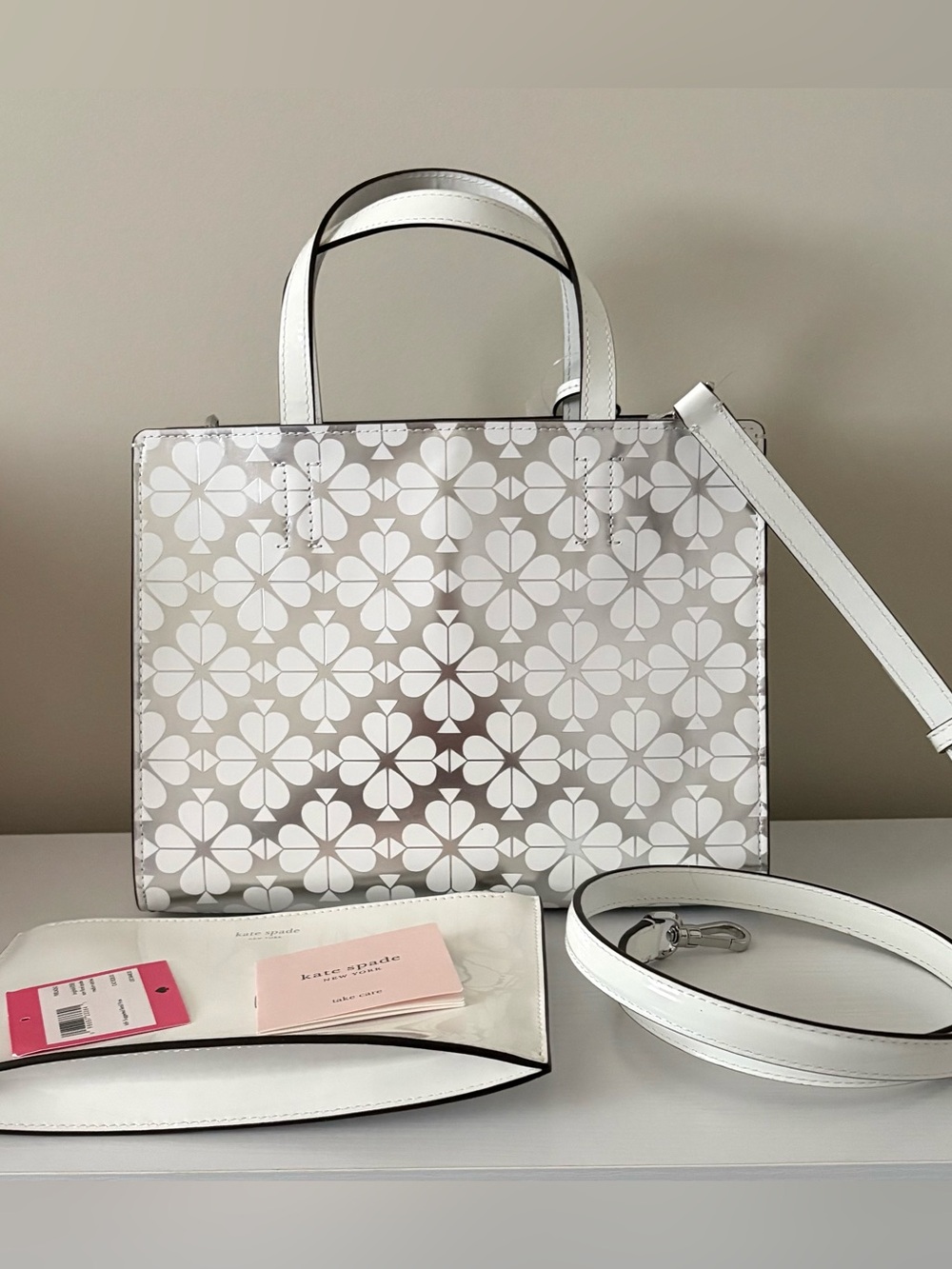 kate spade White Floral Print Satchel with Detachable Strap Rare find
